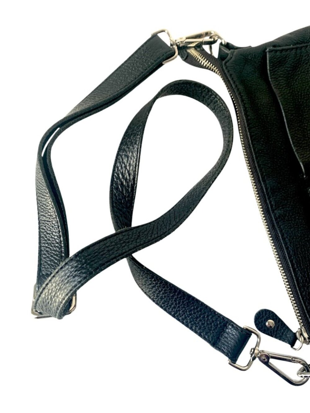 Roots Soft Black Pebbled Leather Crossbody Villager Purse With Adjustable Strap - Picture 9 of 9